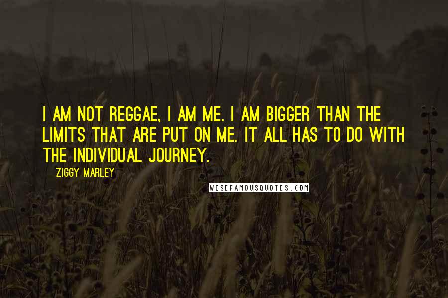 Ziggy Marley Quotes: I am not reggae, I am me. I am bigger than the limits that are put on me. It all has to do with the individual journey.