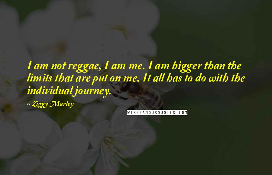 Ziggy Marley Quotes: I am not reggae, I am me. I am bigger than the limits that are put on me. It all has to do with the individual journey.