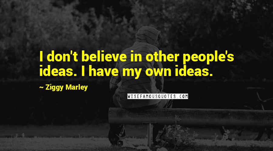 Ziggy Marley Quotes: I don't believe in other people's ideas. I have my own ideas.