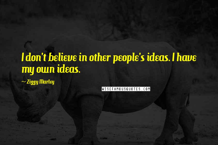 Ziggy Marley Quotes: I don't believe in other people's ideas. I have my own ideas.