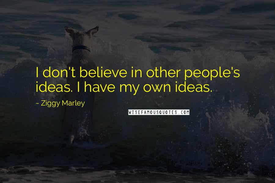 Ziggy Marley Quotes: I don't believe in other people's ideas. I have my own ideas.