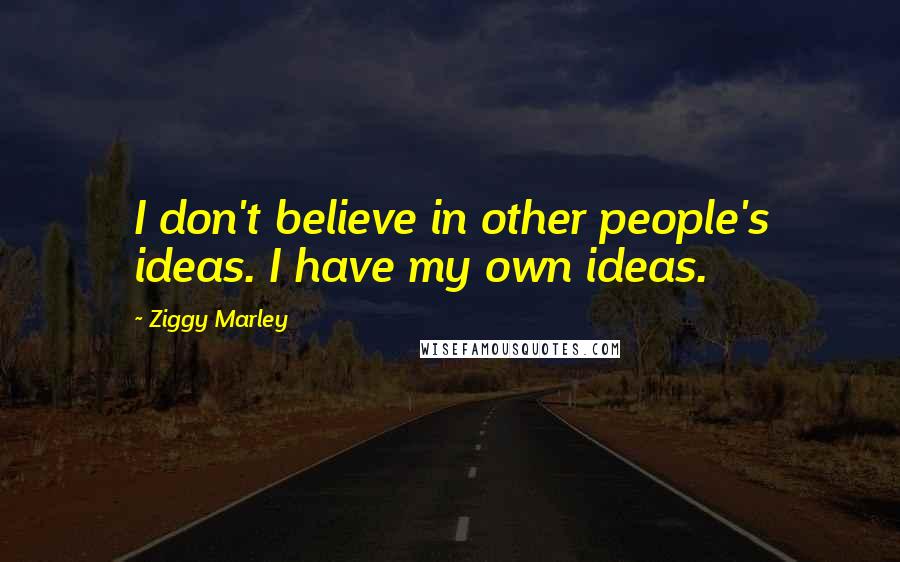 Ziggy Marley Quotes: I don't believe in other people's ideas. I have my own ideas.