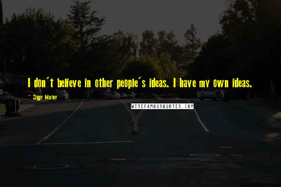 Ziggy Marley Quotes: I don't believe in other people's ideas. I have my own ideas.