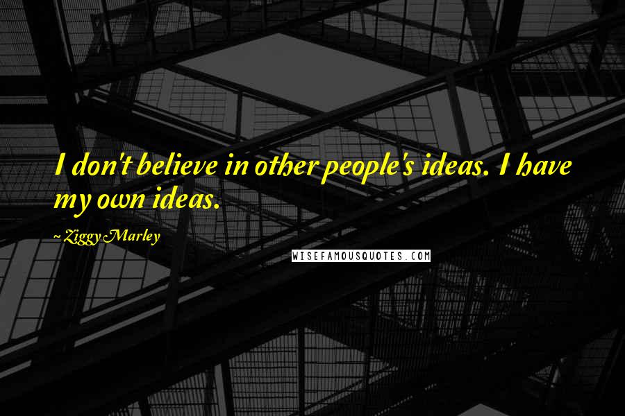 Ziggy Marley Quotes: I don't believe in other people's ideas. I have my own ideas.