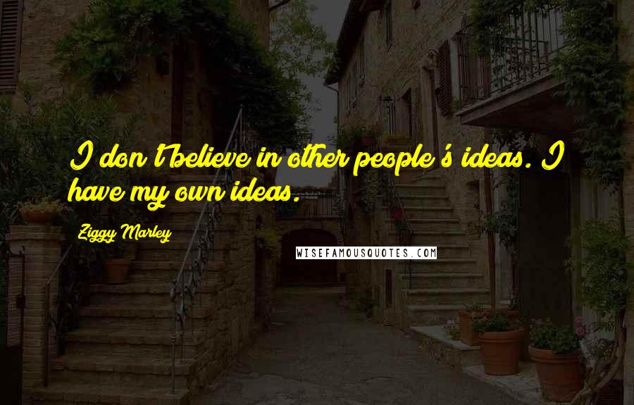 Ziggy Marley Quotes: I don't believe in other people's ideas. I have my own ideas.