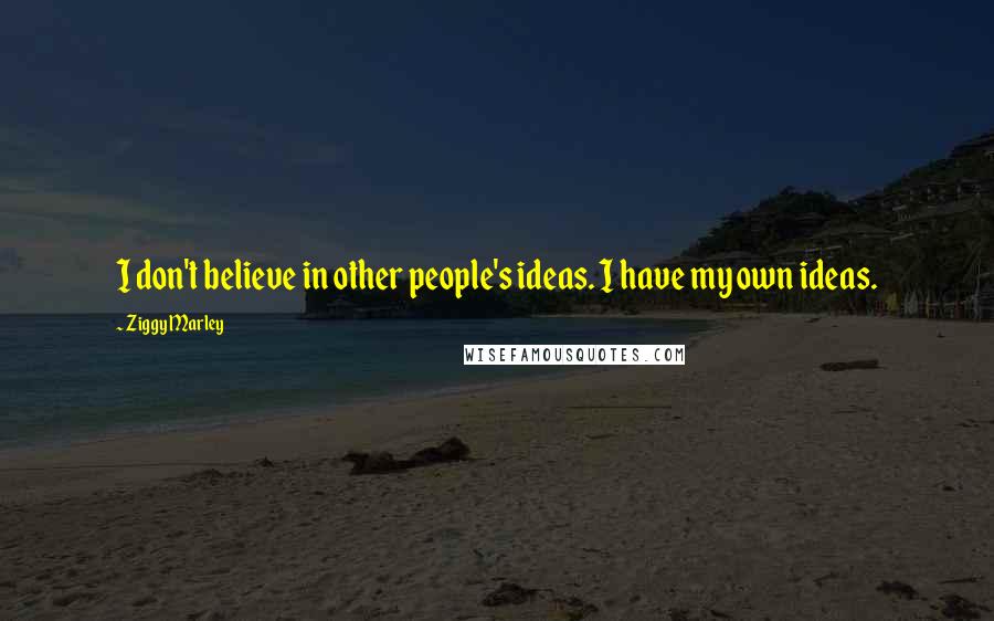 Ziggy Marley Quotes: I don't believe in other people's ideas. I have my own ideas.