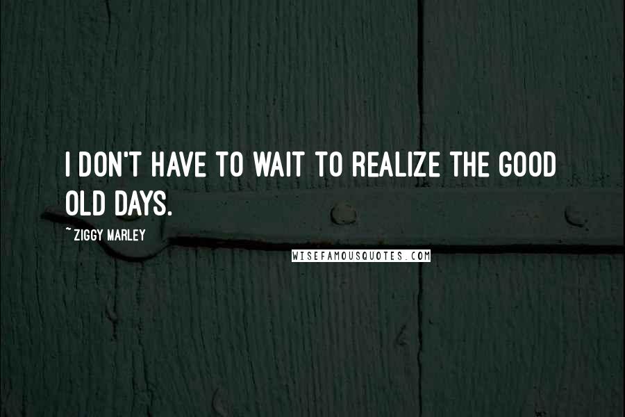 Ziggy Marley Quotes: I don't have to wait to realize the good old days.