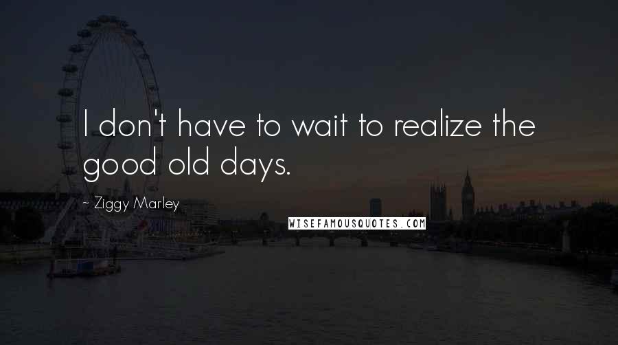 Ziggy Marley Quotes: I don't have to wait to realize the good old days.