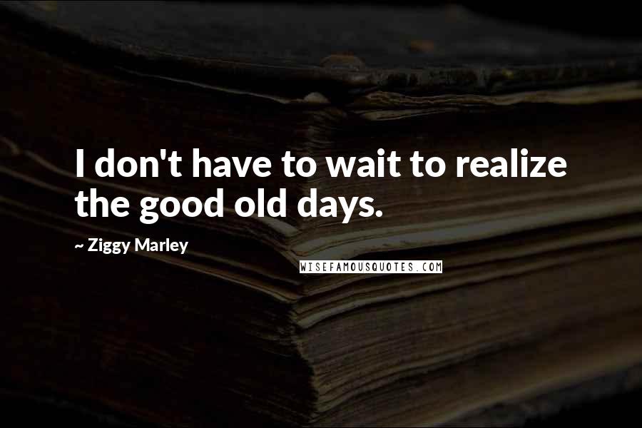 Ziggy Marley Quotes: I don't have to wait to realize the good old days.