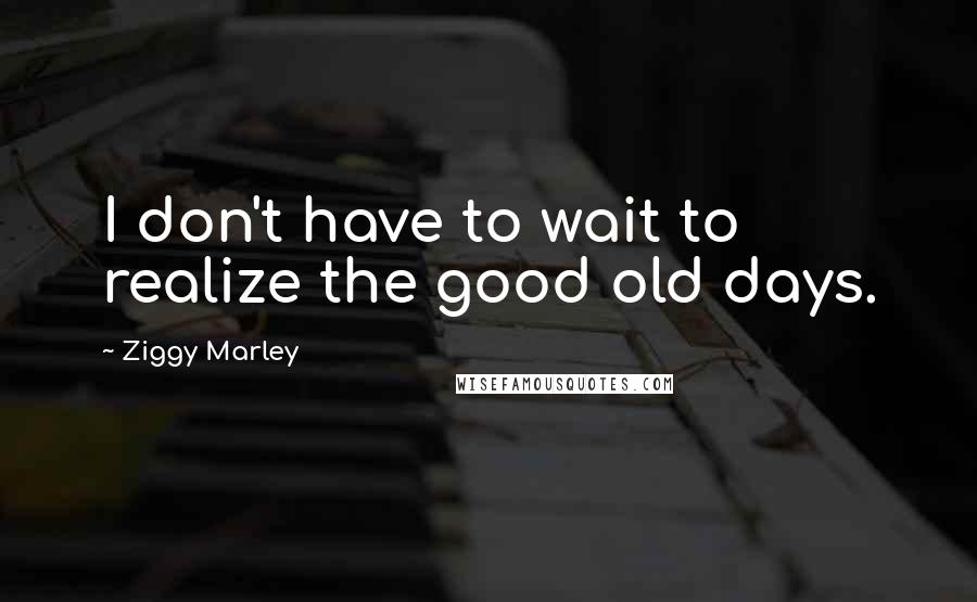 Ziggy Marley Quotes: I don't have to wait to realize the good old days.