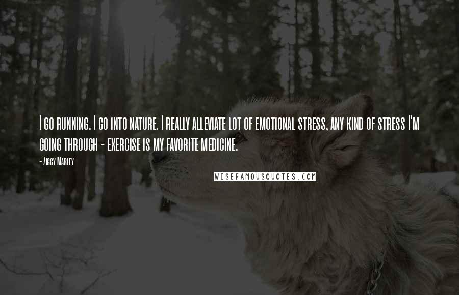 Ziggy Marley Quotes: I go running. I go into nature. I really alleviate lot of emotional stress, any kind of stress I'm going through - exercise is my favorite medicine.