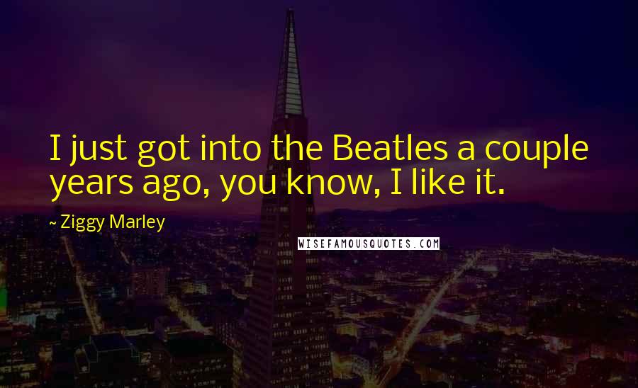 Ziggy Marley Quotes: I just got into the Beatles a couple years ago, you know, I like it.