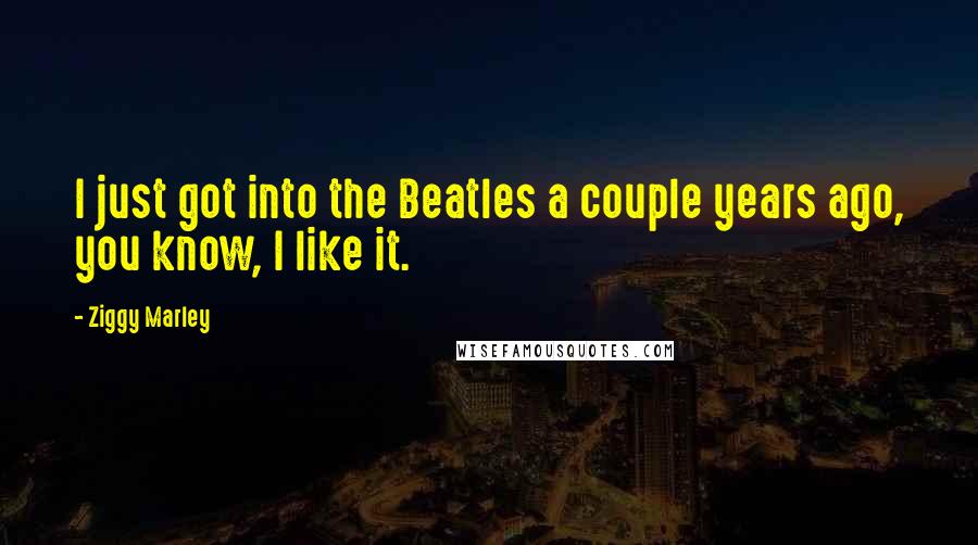 Ziggy Marley Quotes: I just got into the Beatles a couple years ago, you know, I like it.