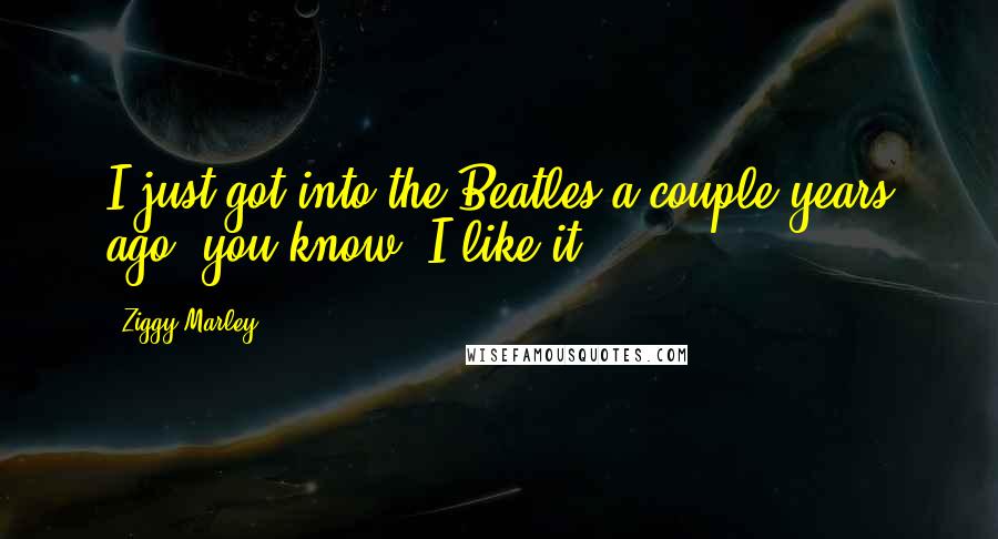 Ziggy Marley Quotes: I just got into the Beatles a couple years ago, you know, I like it.