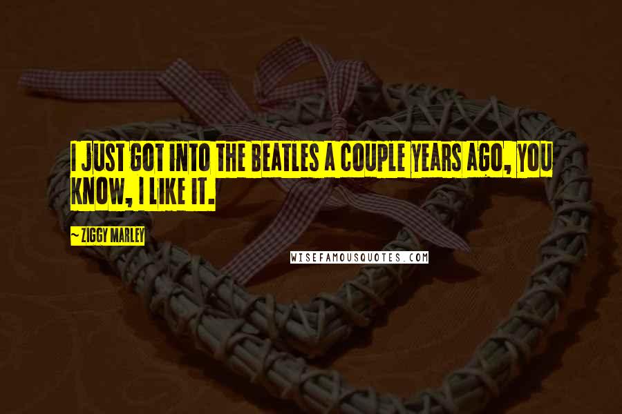 Ziggy Marley Quotes: I just got into the Beatles a couple years ago, you know, I like it.
