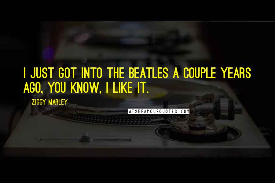 Ziggy Marley Quotes: I just got into the Beatles a couple years ago, you know, I like it.