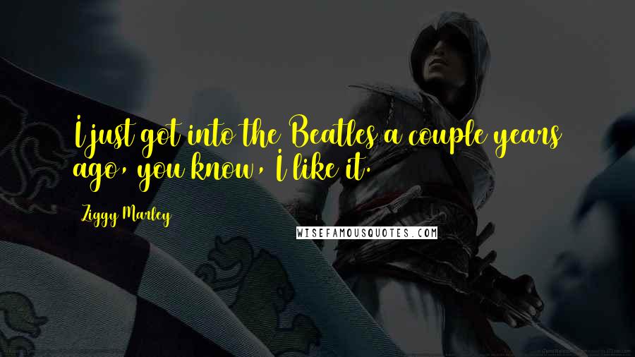 Ziggy Marley Quotes: I just got into the Beatles a couple years ago, you know, I like it.