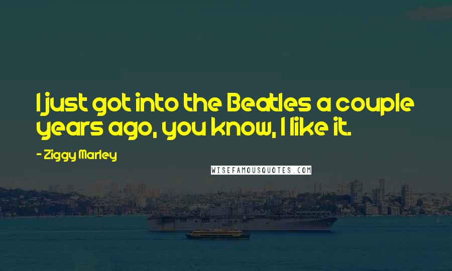 Ziggy Marley Quotes: I just got into the Beatles a couple years ago, you know, I like it.