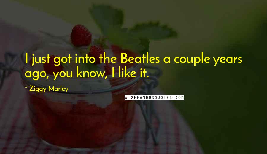 Ziggy Marley Quotes: I just got into the Beatles a couple years ago, you know, I like it.