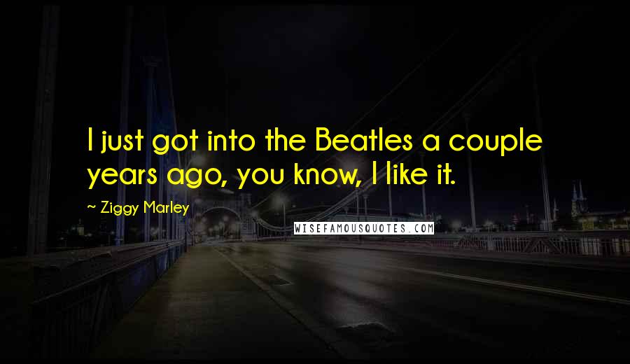 Ziggy Marley Quotes: I just got into the Beatles a couple years ago, you know, I like it.