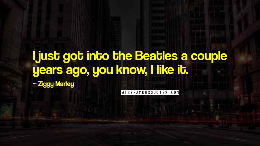 Ziggy Marley Quotes: I just got into the Beatles a couple years ago, you know, I like it.