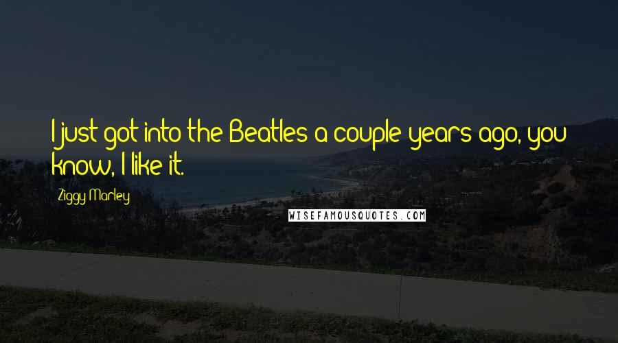 Ziggy Marley Quotes: I just got into the Beatles a couple years ago, you know, I like it.