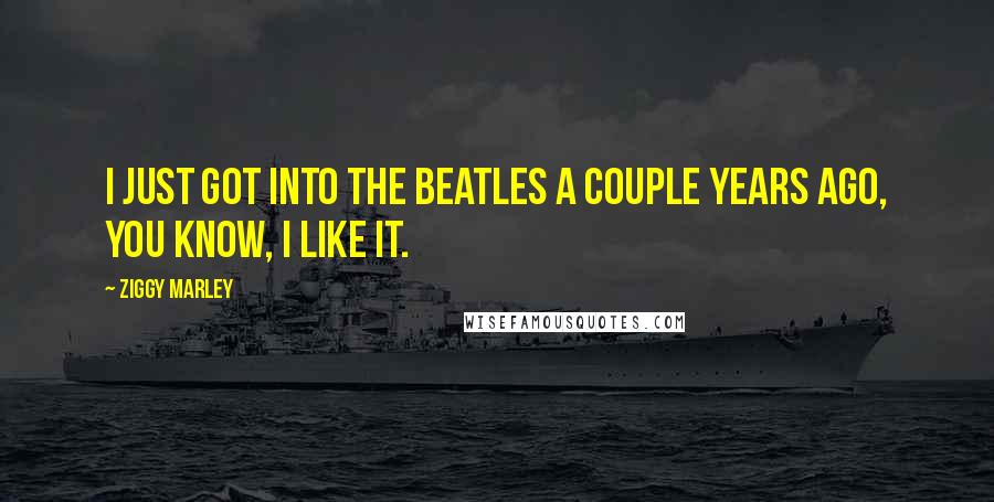 Ziggy Marley Quotes: I just got into the Beatles a couple years ago, you know, I like it.