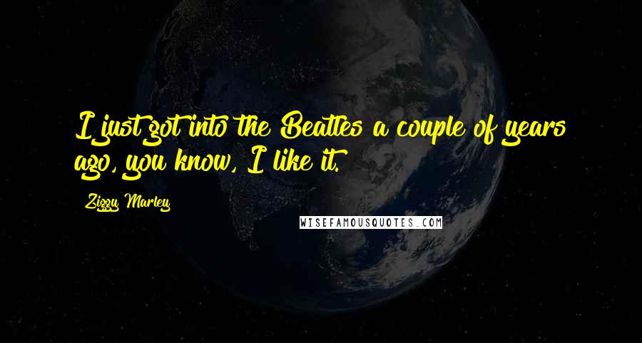 Ziggy Marley Quotes: I just got into the Beatles a couple of years ago, you know, I like it.