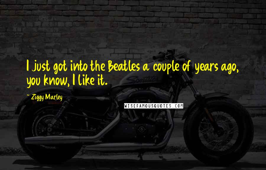 Ziggy Marley Quotes: I just got into the Beatles a couple of years ago, you know, I like it.