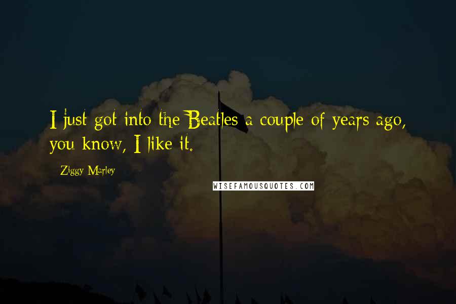Ziggy Marley Quotes: I just got into the Beatles a couple of years ago, you know, I like it.