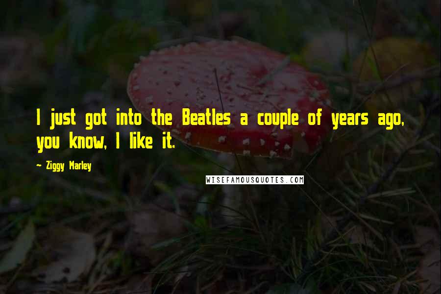 Ziggy Marley Quotes: I just got into the Beatles a couple of years ago, you know, I like it.