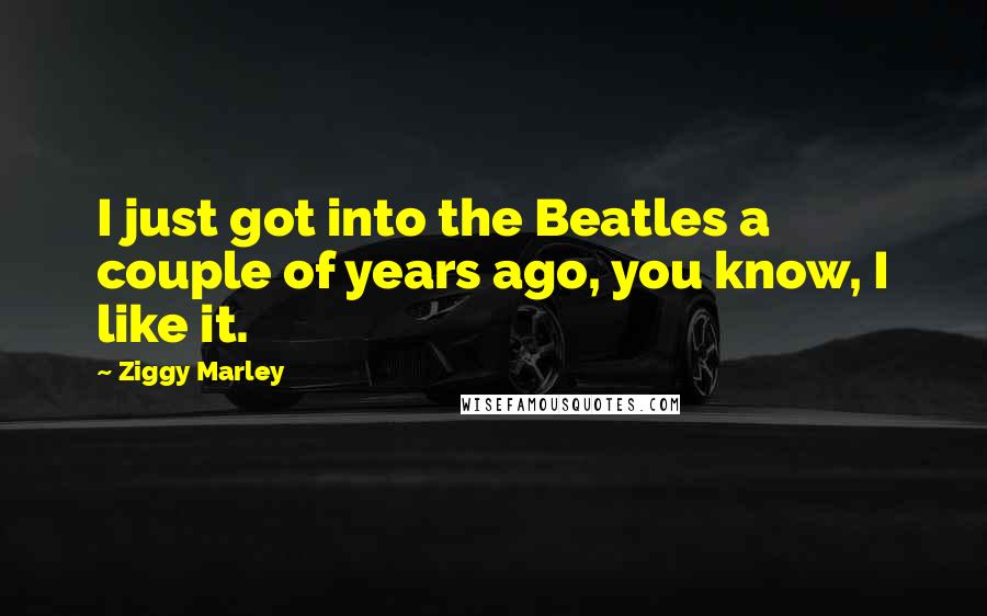 Ziggy Marley Quotes: I just got into the Beatles a couple of years ago, you know, I like it.