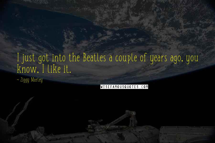 Ziggy Marley Quotes: I just got into the Beatles a couple of years ago, you know, I like it.