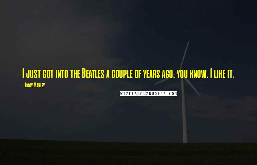 Ziggy Marley Quotes: I just got into the Beatles a couple of years ago, you know, I like it.