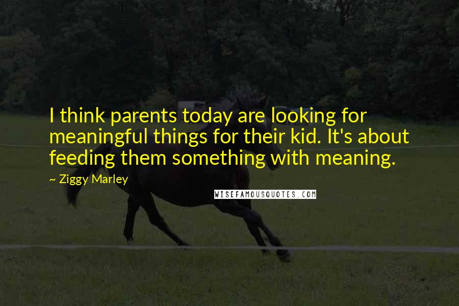 Ziggy Marley Quotes: I think parents today are looking for meaningful things for their kid. It's about feeding them something with meaning.