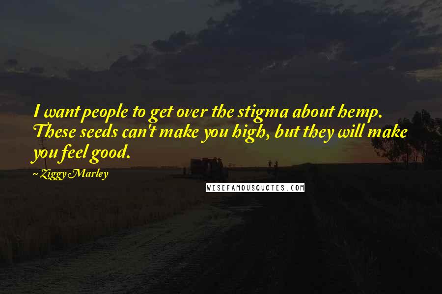 Ziggy Marley Quotes: I want people to get over the stigma about hemp. These seeds can't make you high, but they will make you feel good.