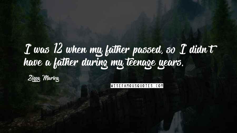 Ziggy Marley Quotes: I was 12 when my father passed, so I didn't have a father during my teenage years.