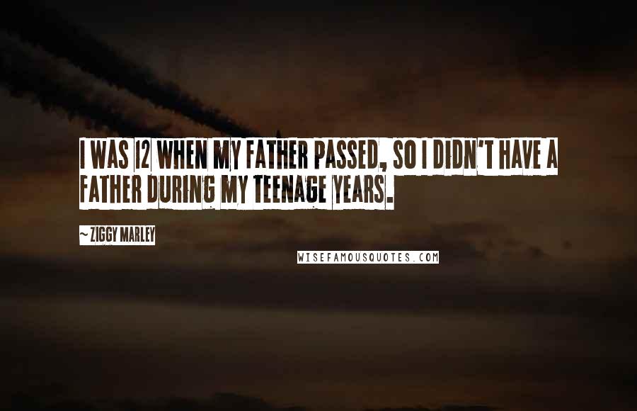 Ziggy Marley Quotes: I was 12 when my father passed, so I didn't have a father during my teenage years.