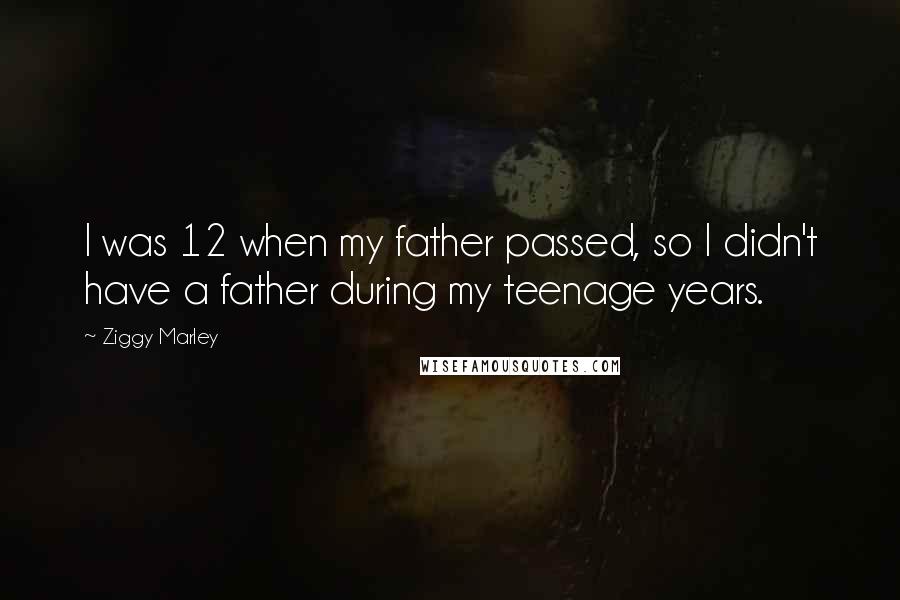 Ziggy Marley Quotes: I was 12 when my father passed, so I didn't have a father during my teenage years.