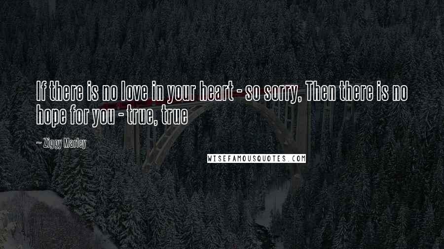 Ziggy Marley Quotes: If there is no love in your heart - so sorry, Then there is no hope for you - true, true