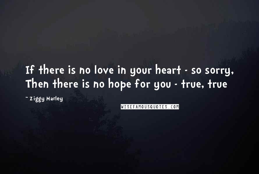 Ziggy Marley Quotes: If there is no love in your heart - so sorry, Then there is no hope for you - true, true