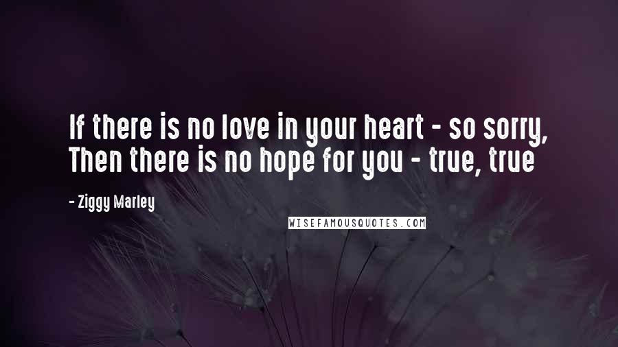 Ziggy Marley Quotes: If there is no love in your heart - so sorry, Then there is no hope for you - true, true