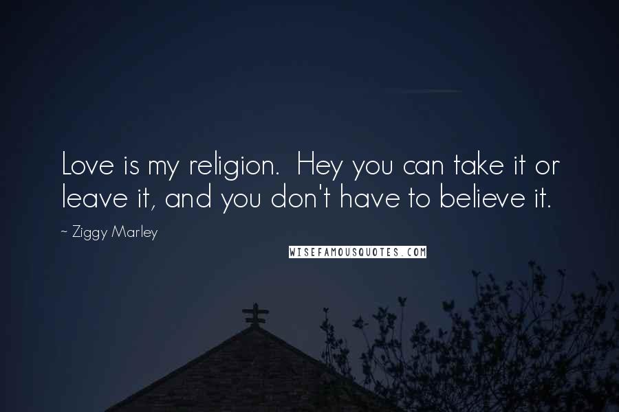 Ziggy Marley Quotes: Love is my religion. Hey you can take it or leave it, and you don't have to believe it.