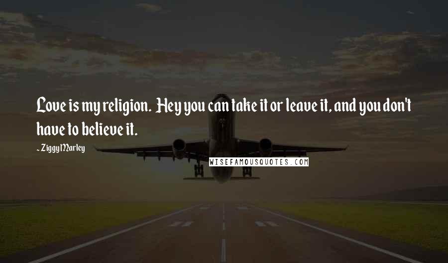Ziggy Marley Quotes: Love is my religion. Hey you can take it or leave it, and you don't have to believe it.