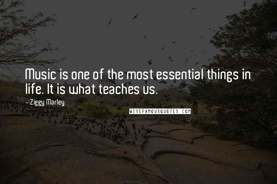 Ziggy Marley Quotes: Music is one of the most essential things in life. It is what teaches us.