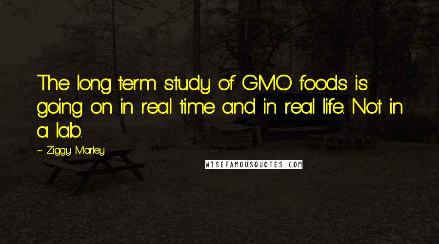 Ziggy Marley Quotes: The long-term study of GMO foods is going on in real time and in real life. Not in a lab.