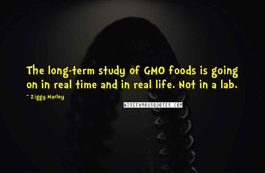 Ziggy Marley Quotes: The long-term study of GMO foods is going on in real time and in real life. Not in a lab.