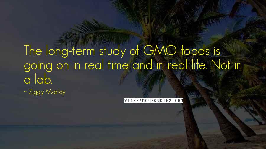 Ziggy Marley Quotes: The long-term study of GMO foods is going on in real time and in real life. Not in a lab.