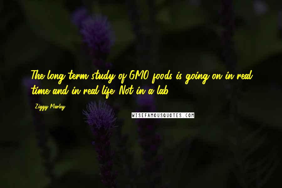 Ziggy Marley Quotes: The long-term study of GMO foods is going on in real time and in real life. Not in a lab.