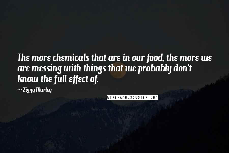 Ziggy Marley Quotes: The more chemicals that are in our food, the more we are messing with things that we probably don't know the full effect of.